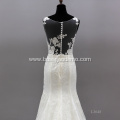 Flower Lace Pattern Boat Neck Illusion Backless Sleeveless Sheath Custom Wedding Mermaid Dress Bride